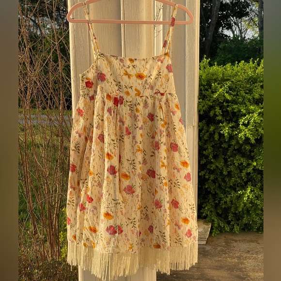 EDDY Dresses & Skirts - NWT EDDY 100% cotton Gavin Fringe Floral Mini Dress Floral w/ Lurex Boho Luxe